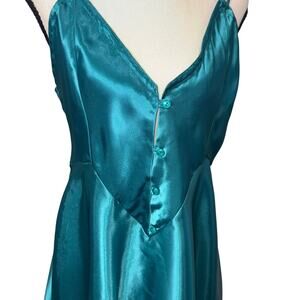 Vintage Heiress Sexy Satin Mini Slip Dress Liquid Emerald Green Croquette Y2k M